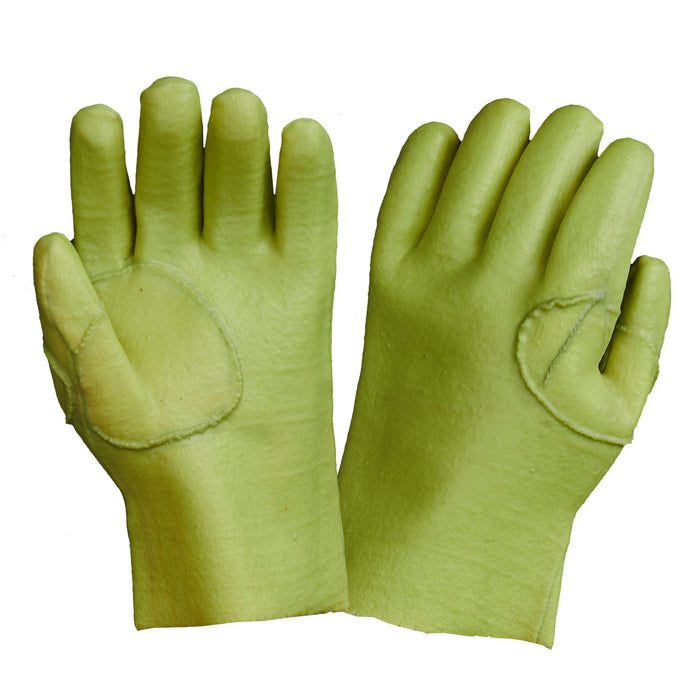Javlin PVC Extra Heavyweight Hi-Vis Green Reinforced Safety Cuff Gloves 27cm